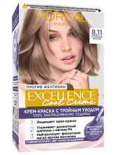 Excellence Cool Crème Стойкая Крем-краска для волос, тон 8.11 Ультрапепельный, светло-русый