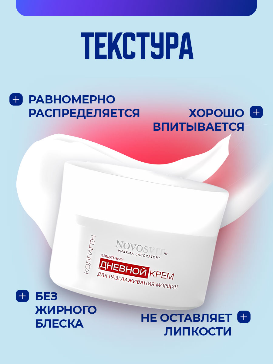 Anti-Wrinkle Защитный дневной Крем для разглаживания морщин 50мл от Novosvit + 5