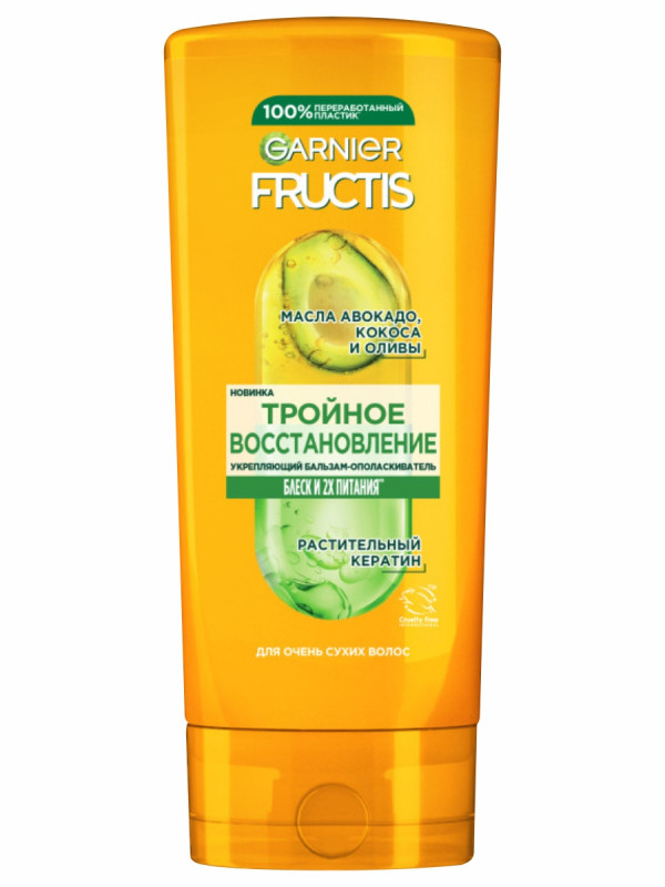 Fructis Бальзам-ополаскиватель Тройное восстановление для сухих и ломких волос 200мл  от Garnier + 1