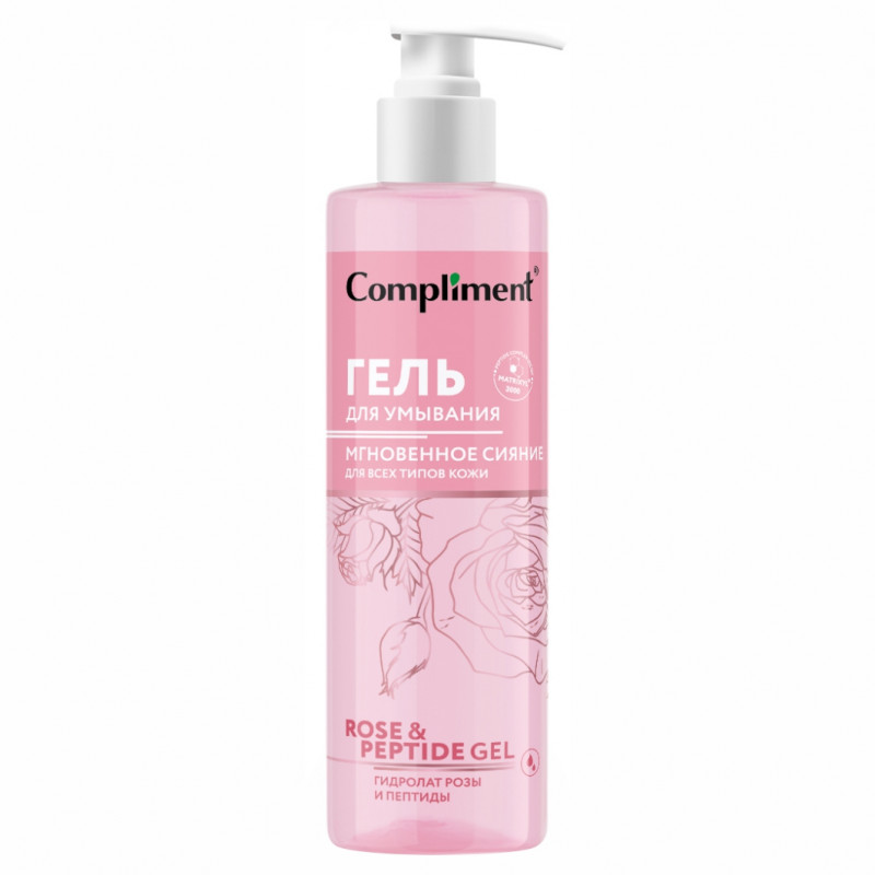 Rose&Peptide Мгновенное сияние Гель для умывания для всех типов кожи 200мл от Compliment + 1