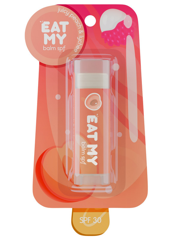 Бальзам для губ c SPF30 Сочный персик-личи 4,8г от Eat My + 1