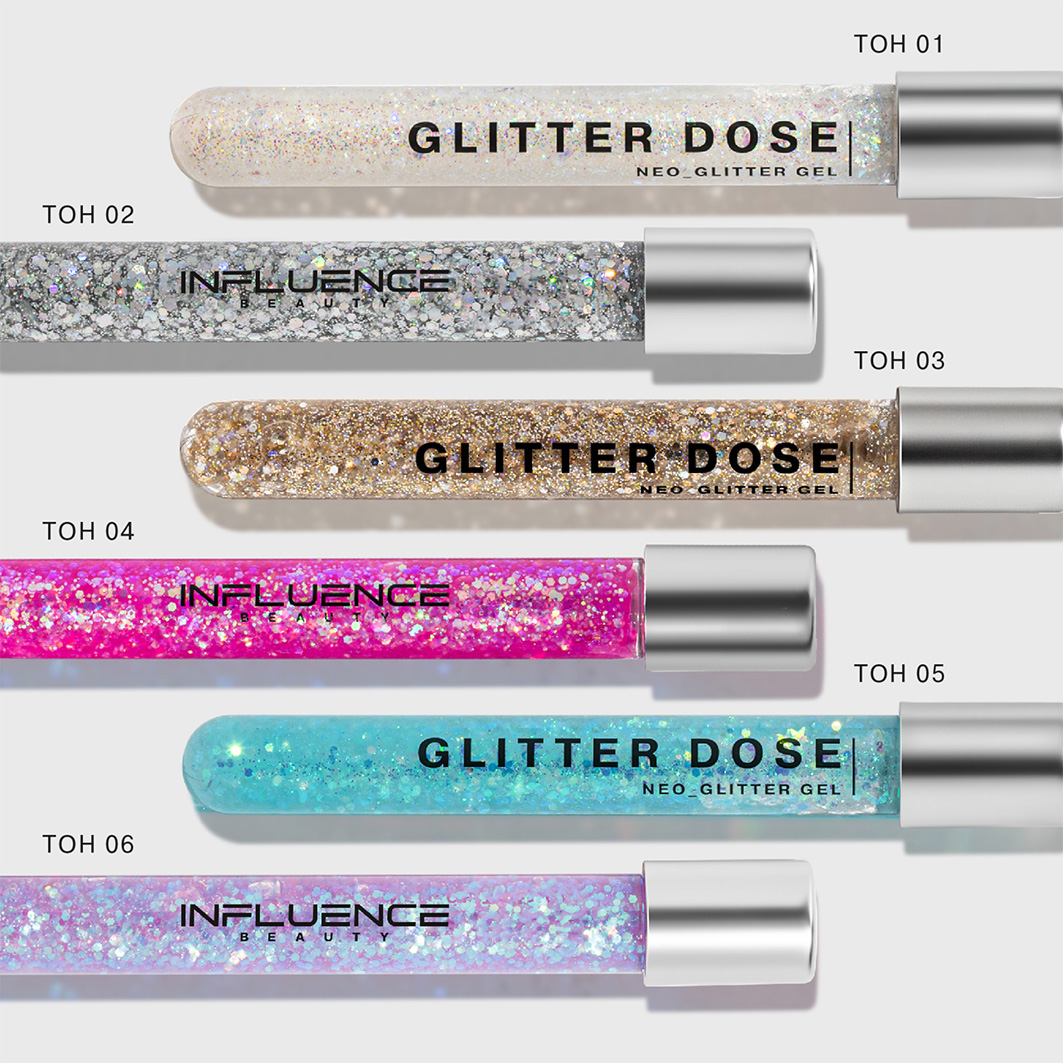 Глиттер на гелевой основе Glitter Dose, тон 02 серебряный от Influence Beauty + 9