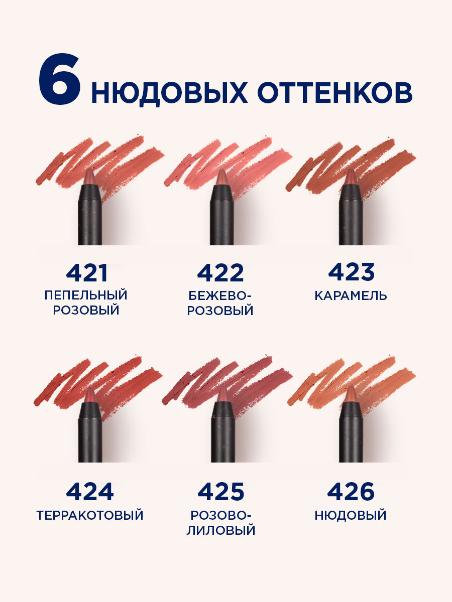 Карандаш для губ устойчивый Fine Line, тон 426 нюдовый от SHU + 8