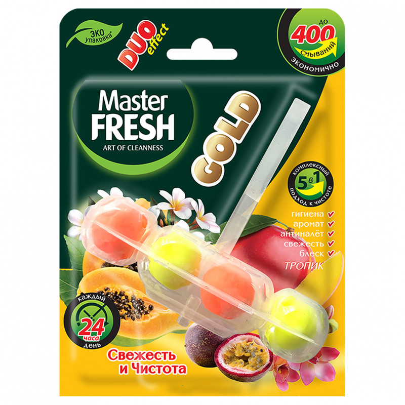 Подвесной блок для унитаза Gold 5в1 Тропик 1шт от Master Fresh + 1