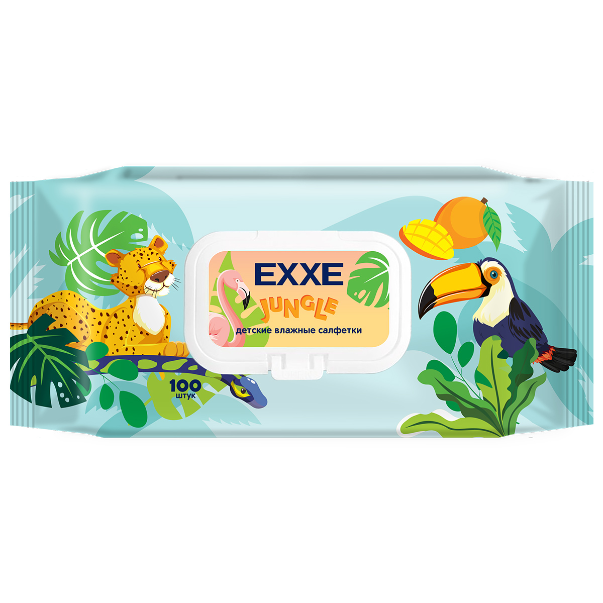 Джунгли Влажные салфетки для детей Манго микс 100шт от EXXE + 2