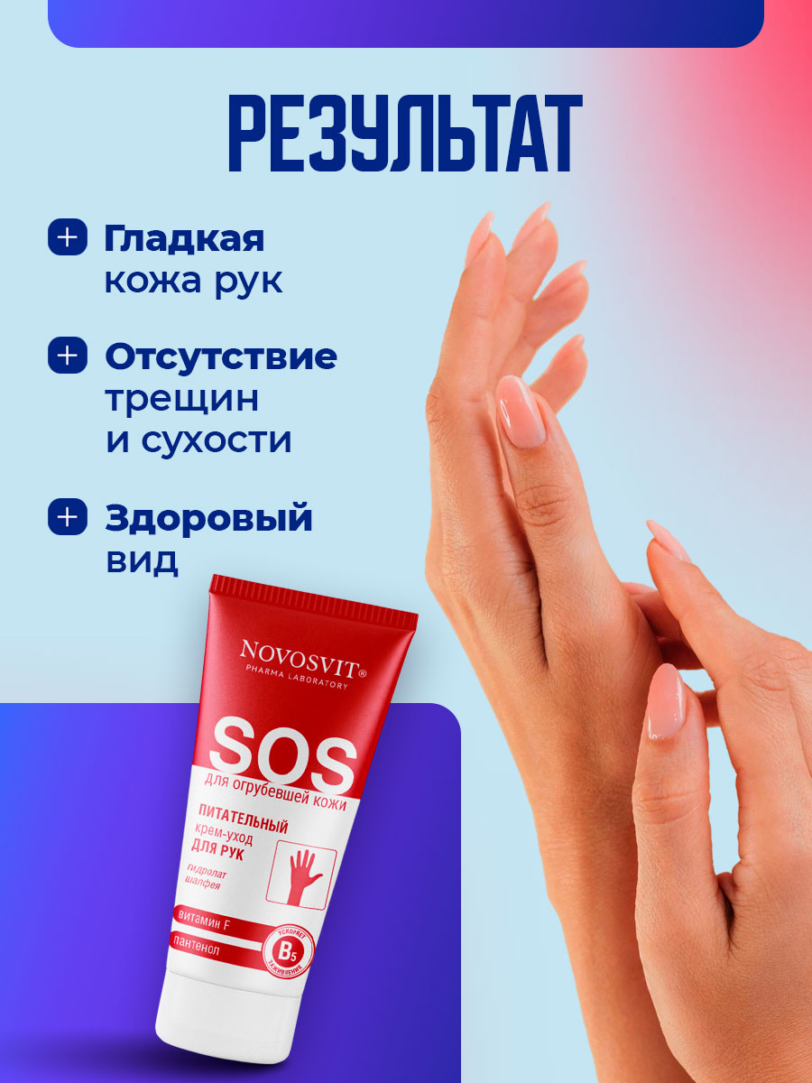 Питательный Крем-уход для рук Витамин F и пантенол 75мл от Novosvit + 6