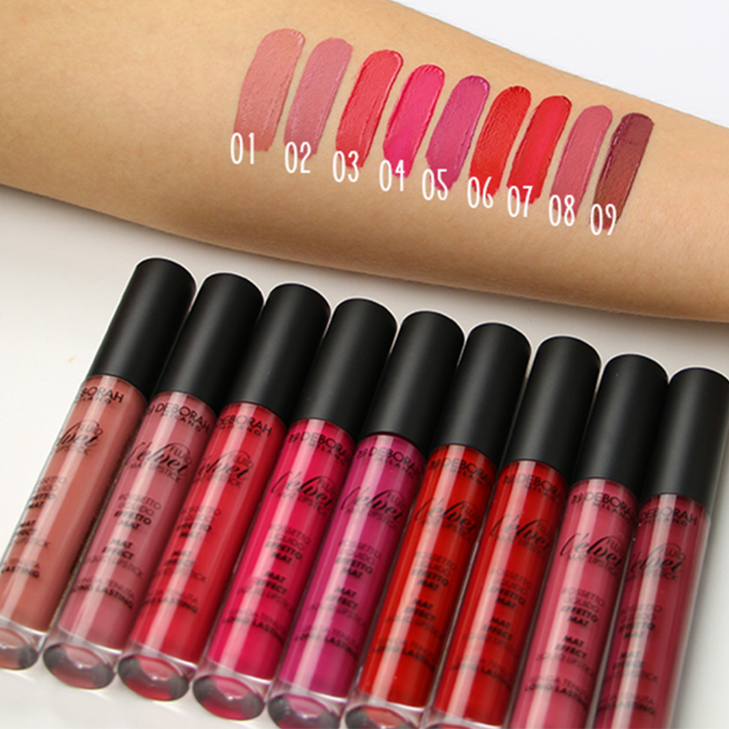 Помада для губ матовая жидкая Fluid Velvet Mat Lipstick, тон 07 огненно-красный  от Deborah Milano + 2