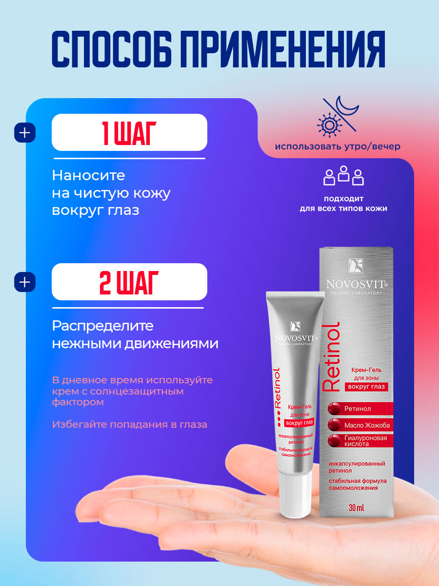 Крем-гель для зоны вокруг глаз Ретинол 30мл от Novosvit + 7