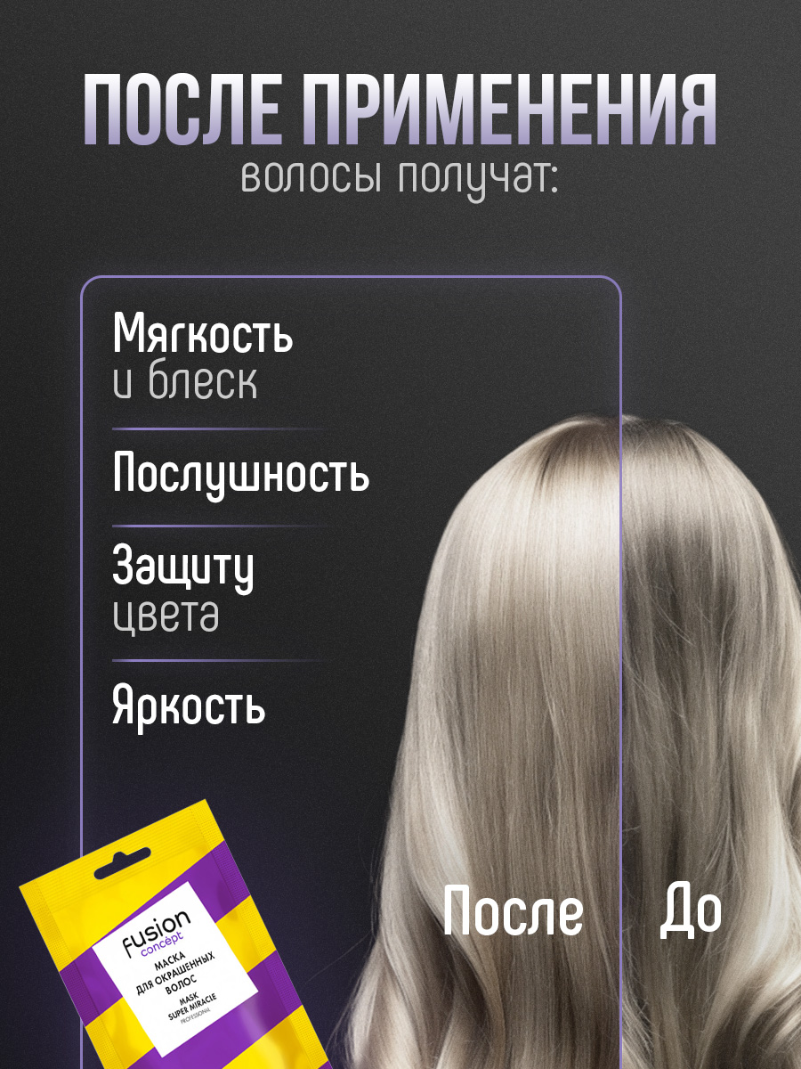 Маска для окрашенных волос Super Miracle 25мл саше от Concept Moscow + 5