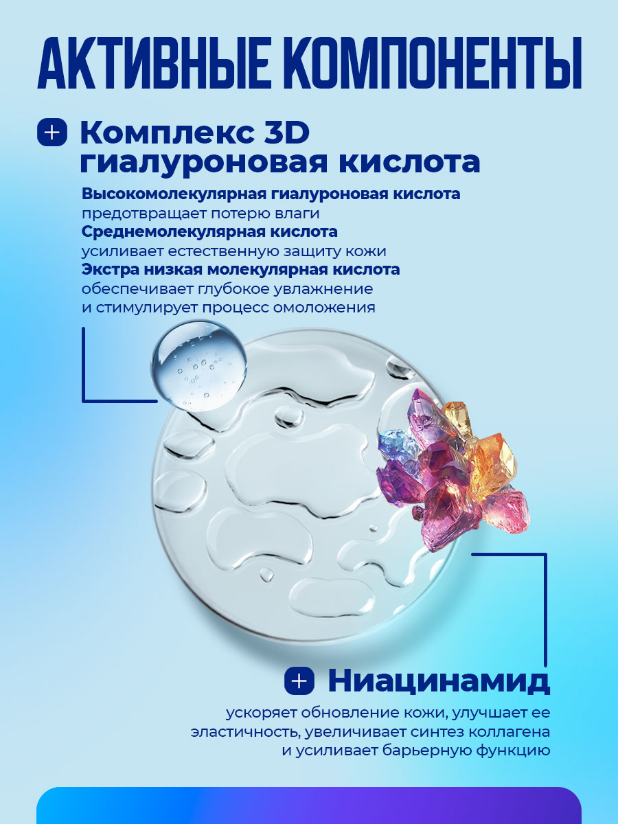 Спрей-Mist для лица и тела 3D Гиалуроновая кислота & ниацинамид 190мл  от Novosvit + 5
