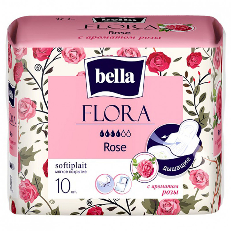 Прокладки Flora с ароматом розы 10шт  от Bella + 1
