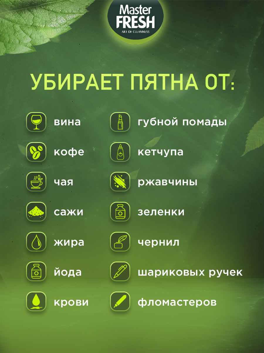 Карандаш-пятновыводитель 1шт от Master Fresh + 4