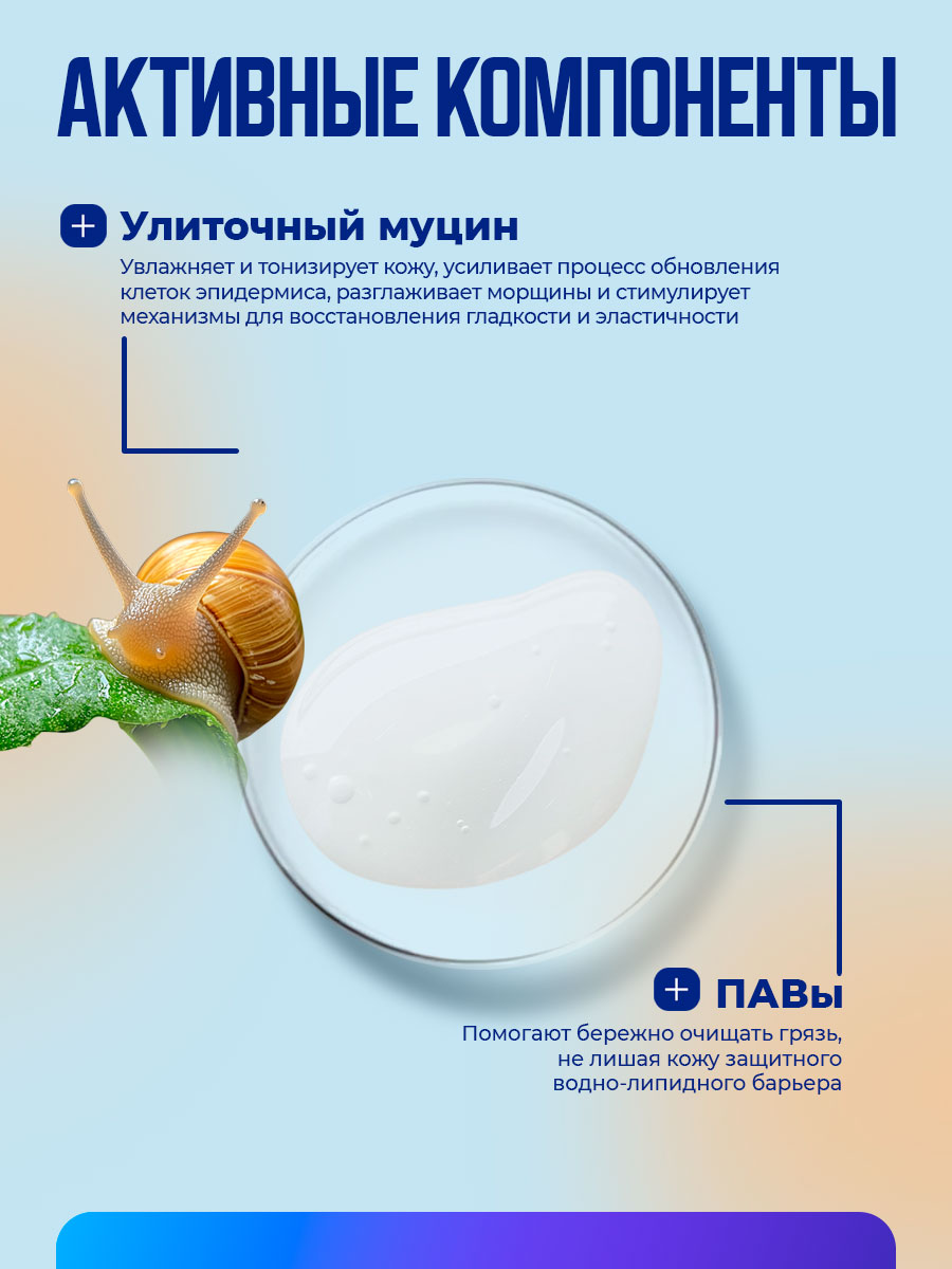 Омолаживающий Гель-желе для умывания с муцином улитки 150мл от Novosvit + 5