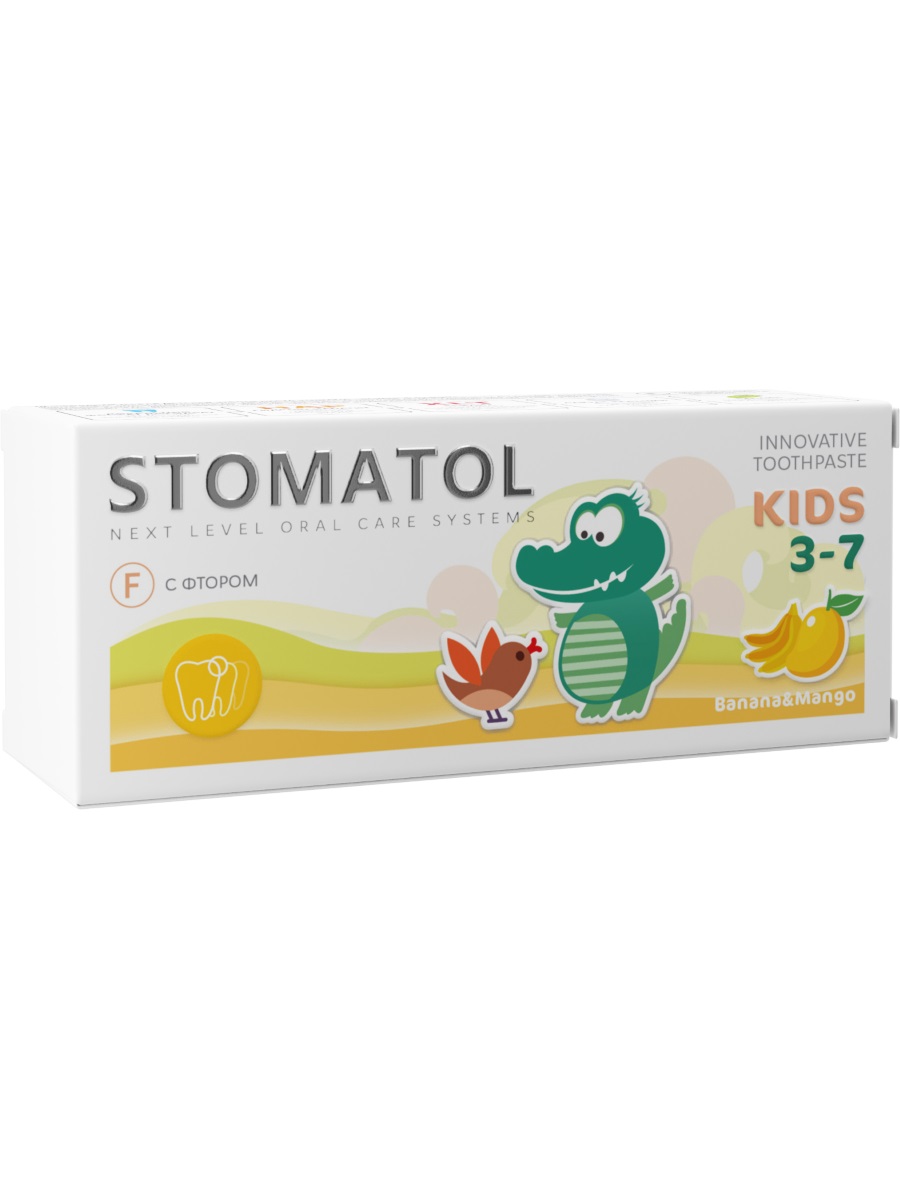 Зубная паста детская 3-7 лет Banana & Mango 50г от Stomatol + 5