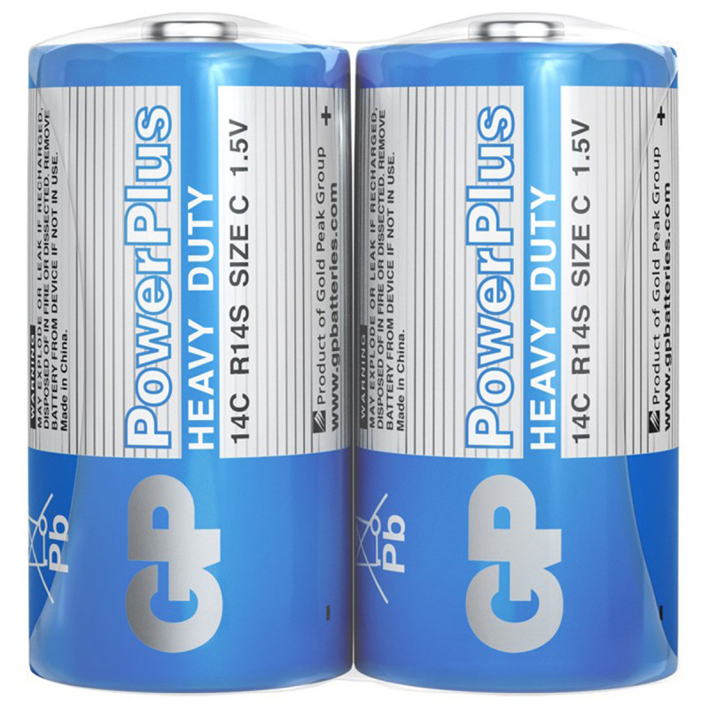 Батарейки солевые R14 C 2шт от GP Batteries + 1