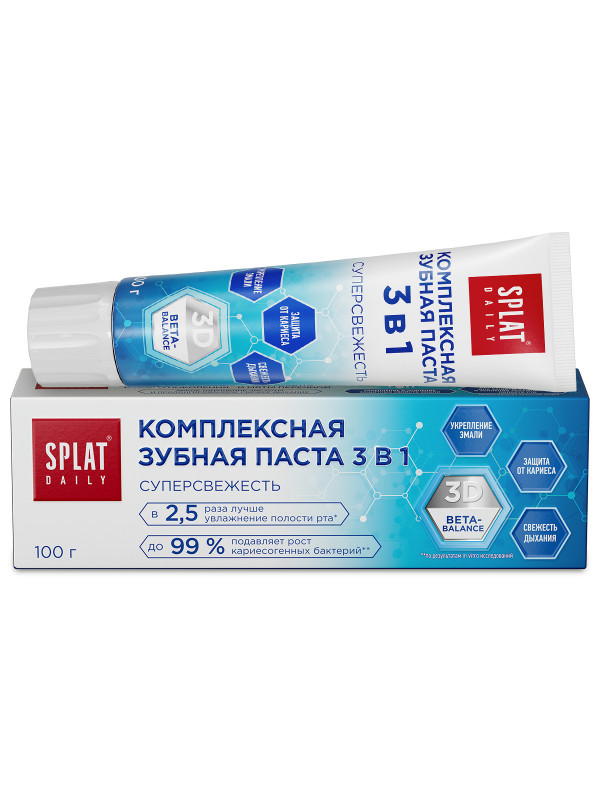 Зубная паста Daily Суперсвежесть 3в1 100г от Splat + 1