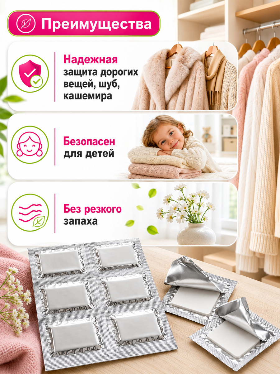 Антимоль пластины Цитрус 8шт  от Домовой Прошка + 2