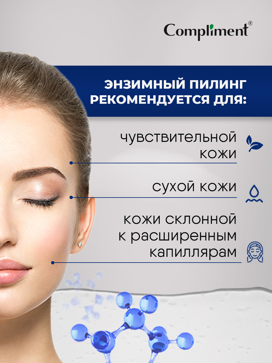 Easy Peel Профессиональный энзимный Пилинг для лица 3в1 80мл от Compliment + 3