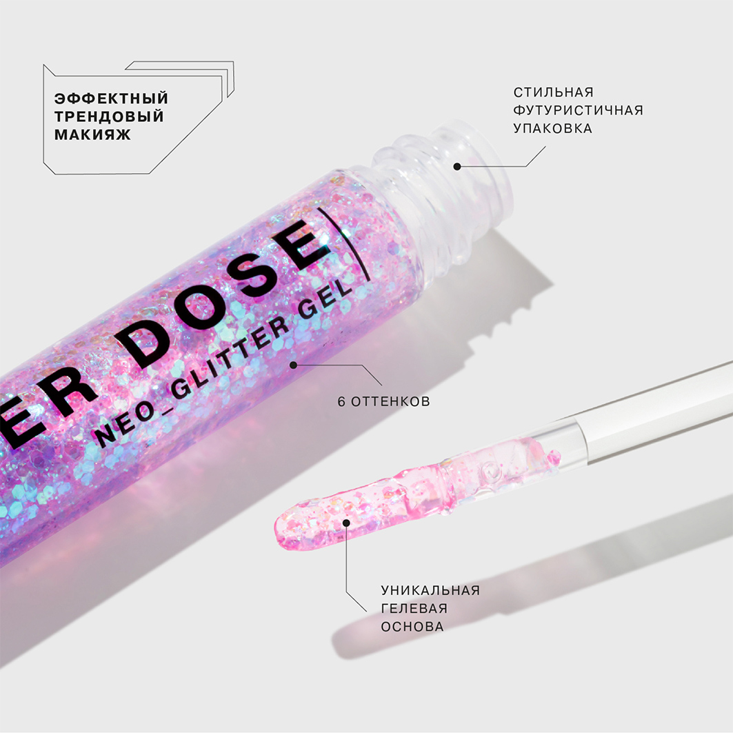 Глиттер на гелевой основе Glitter Dose, тон 06 фиолетовый от Influence Beauty + 3