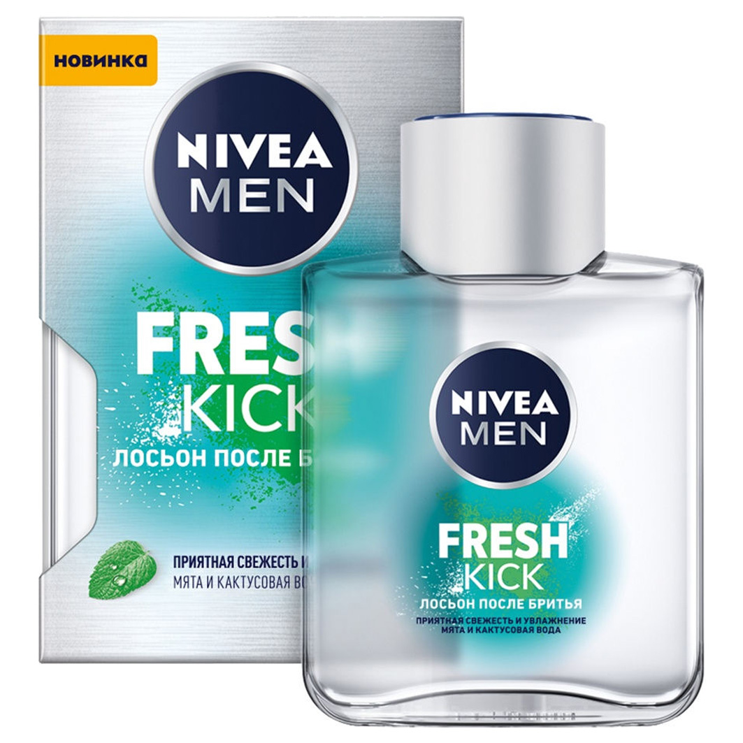 Men Fresh Kick Лосьон после бритья с мятой и кактусовой водой 100мл  от Nivea + 2