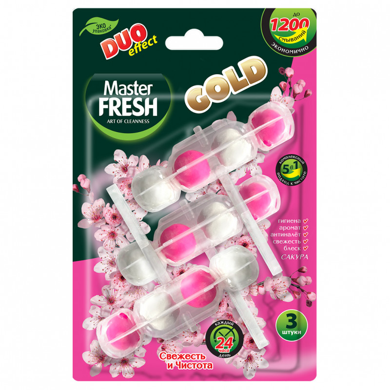 Подвесной блок для унитаза Gold 5в1 Сакура 3шт от Master Fresh + 1
