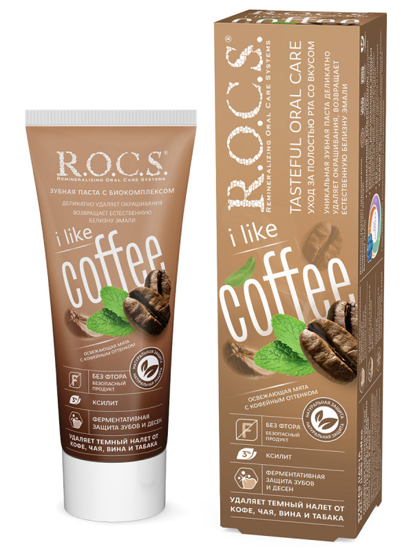 Зубная паста iLike Coffee освежающая мята с кофейным оттенком 74г от R.O.C.S. + 1