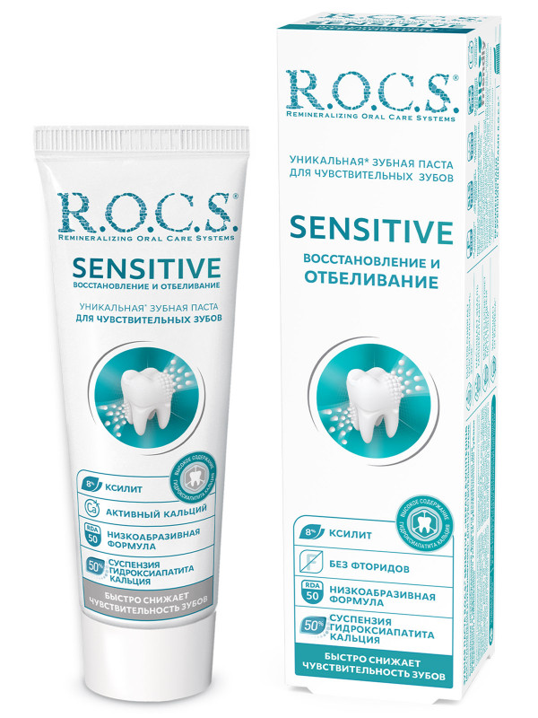 Зубная паста Sensitive Восстановление и отбеливание 94г  от R.O.C.S. + 1