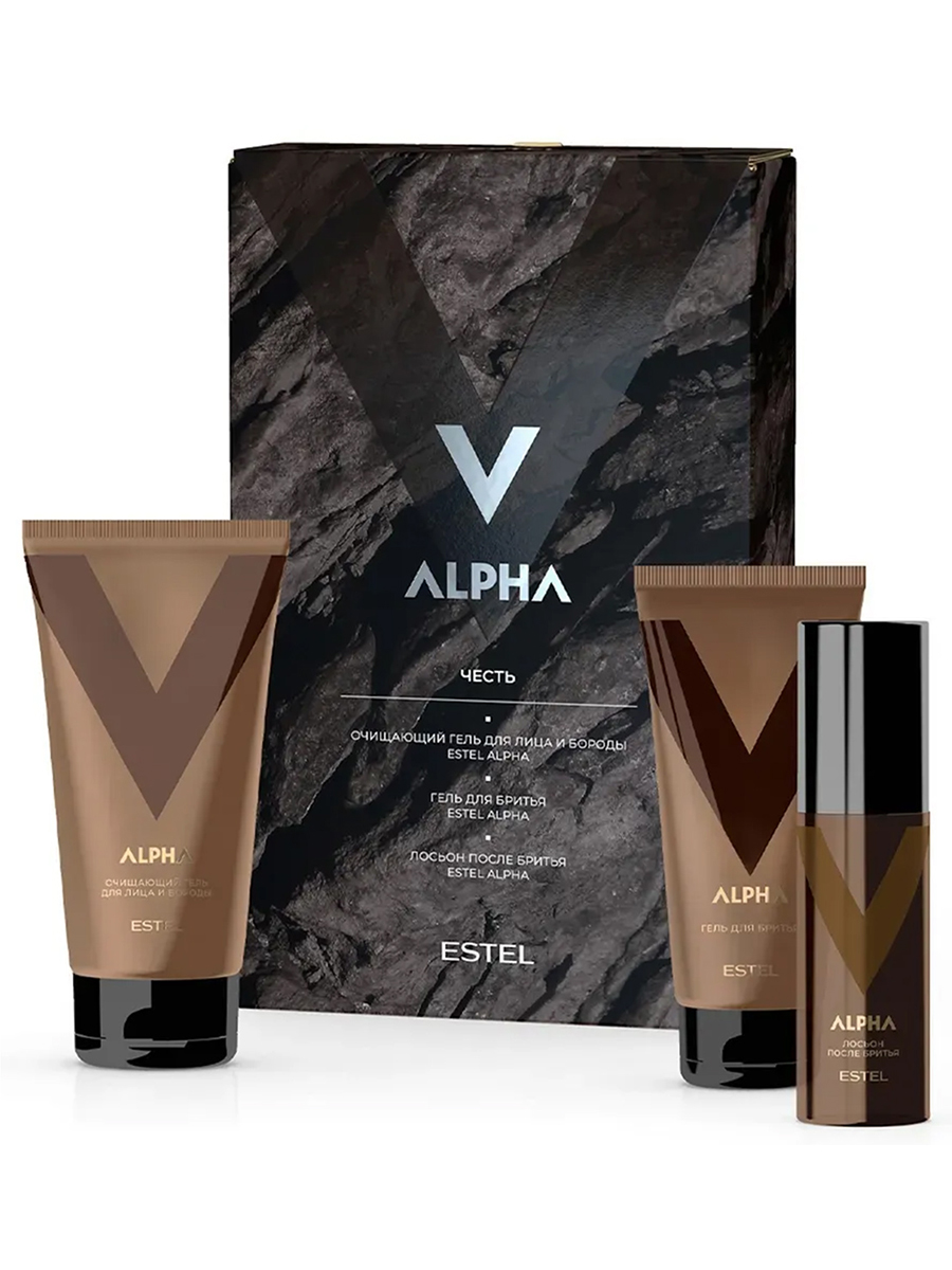 Alpha Набор Честь (Гель для лица и бороды 150мл + Гель для бритья 100мл + Лосьон после бритья 100мл) от Estel + 2