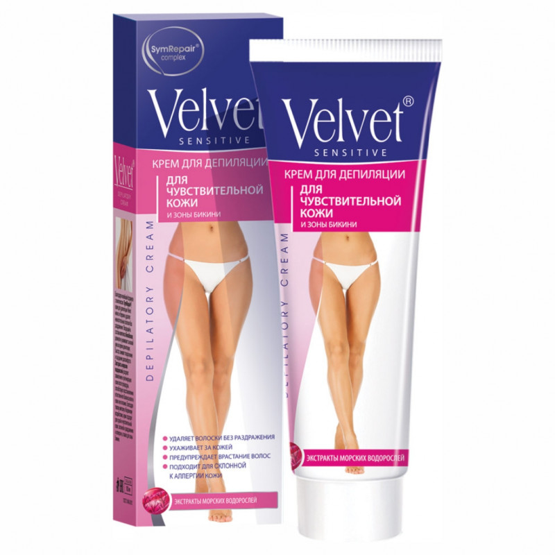 Крем для депиляции для чувствительной кожи и зоны бикини 100мл от Velvet + 1