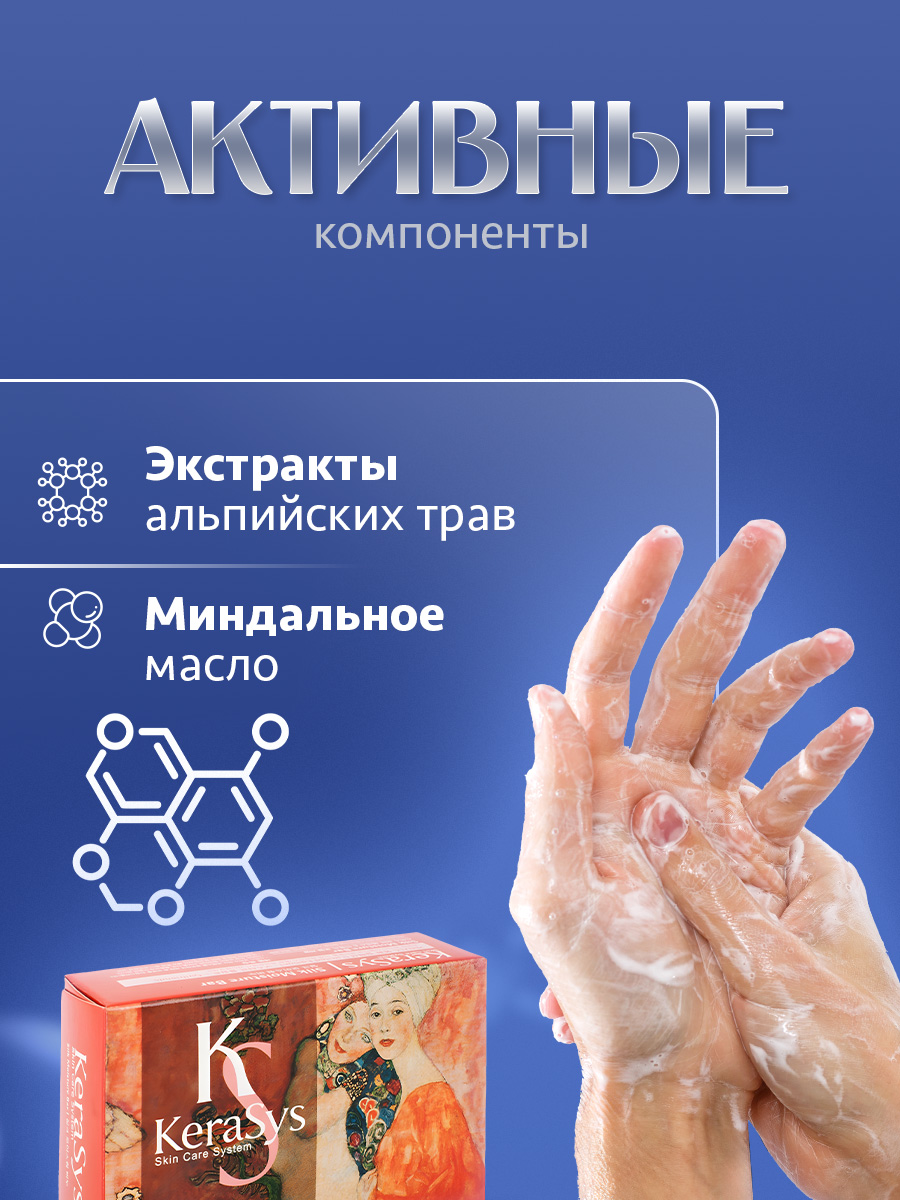 Body Care Мыло косметическое Silk Moisture 100г  от Kerasys + 3