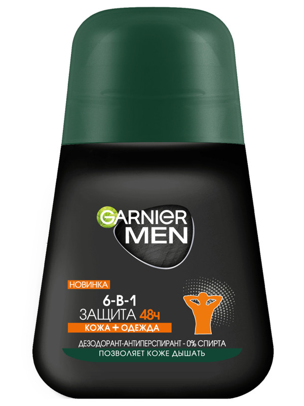 Men Дезодорант антиперспирант роликовый 6в1 Защита 48ч 50мл  от Garnier + 1