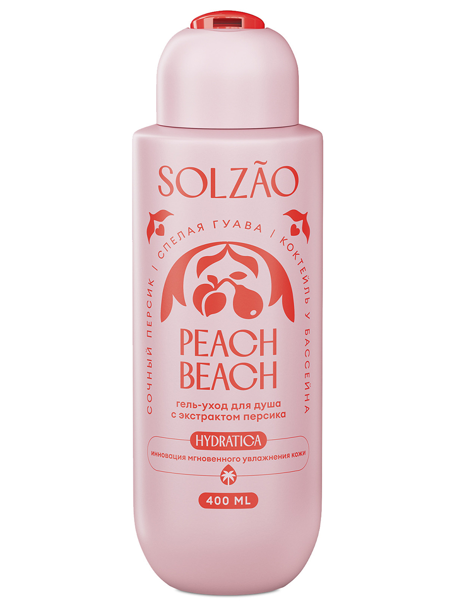 Гель-уход для душа с экстрактом персика Peach Beach 400мл от Solzao + 2