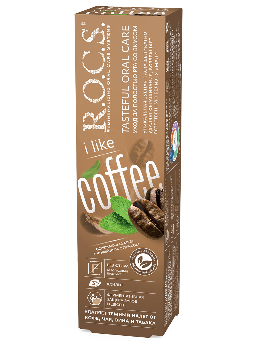 Зубная паста iLike Coffee освежающая мята с кофейным оттенком 74г от R.O.C.S. + 4