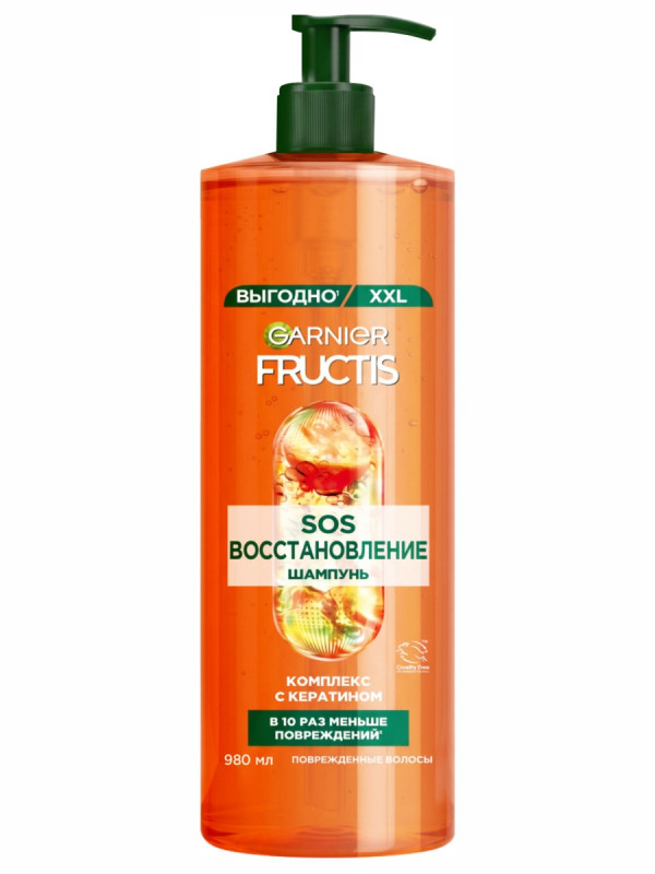 Fructis Шампунь укрепляющий SOS Восстановление для поврежденных волос 980мл от Garnier + 1