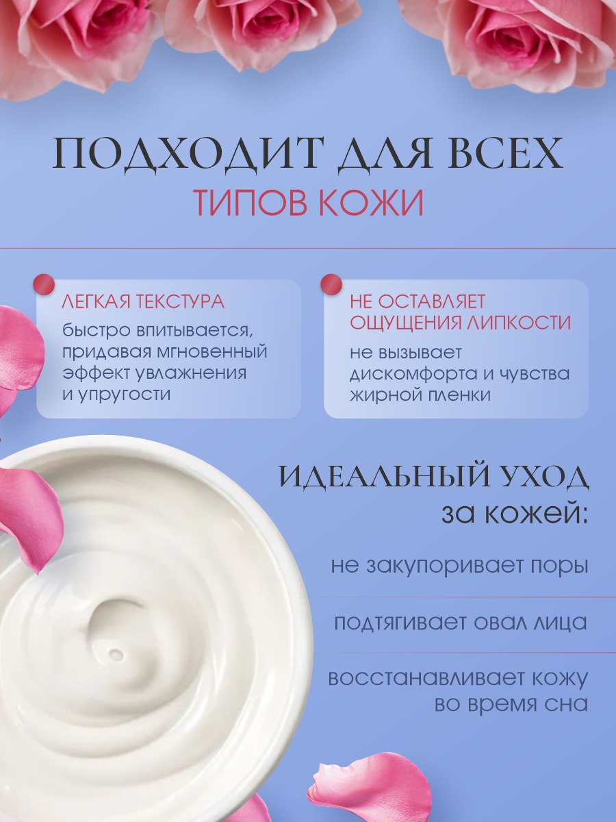 Крем для лица ночной 50мл от Rose of Bulgaria + 5
